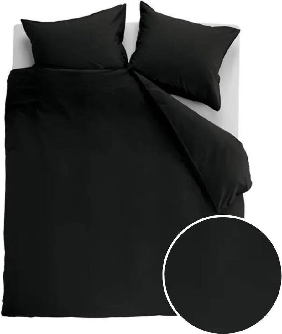 Ambiante Cotton Uni Black dekbedovertrek - Lits-jumeaux - 240x220/200 cm - zwart